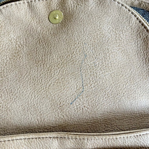 Steve Madden Crossbody Bag Tan Saddle Messenger Handbag Purse Faux Leather Suede - Picture 8 of 14
